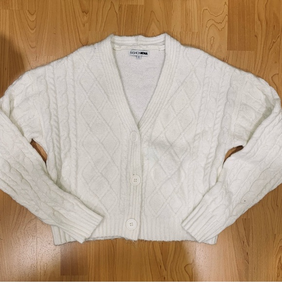 3/$15 Fashion Nova Always At My Level Cable Knit Cardigan - Off White - Picture 4 of 11